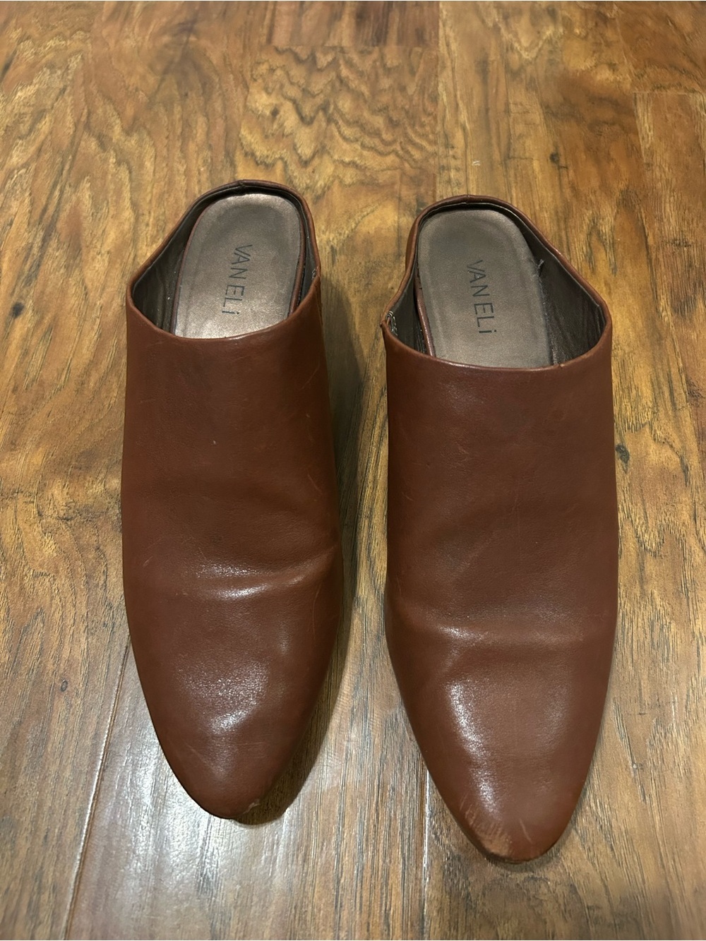 Van Eli Cognac Brown Leather Pointed Mules Women’s Size 10N - Picture 2 of 9